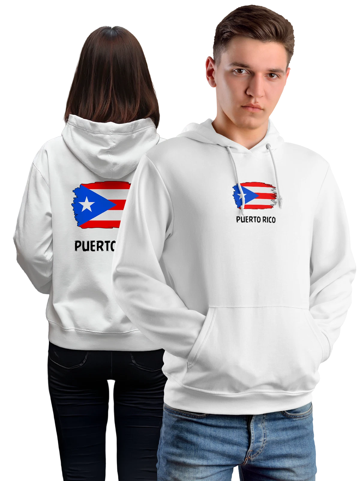 Худи с флагом Пуэрто Рико Puerto Rico белое с принтом — патриотический принт — Белая, фото 1