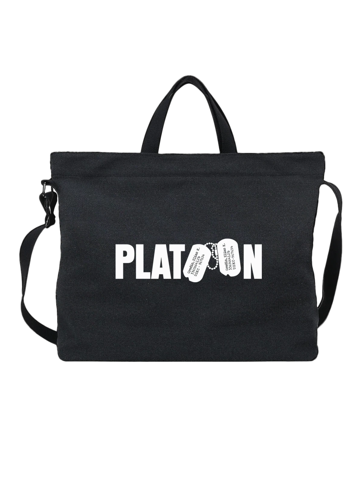 Сумка Platoon чёрная с принтом — военный фильм — Чёрная, фото 1