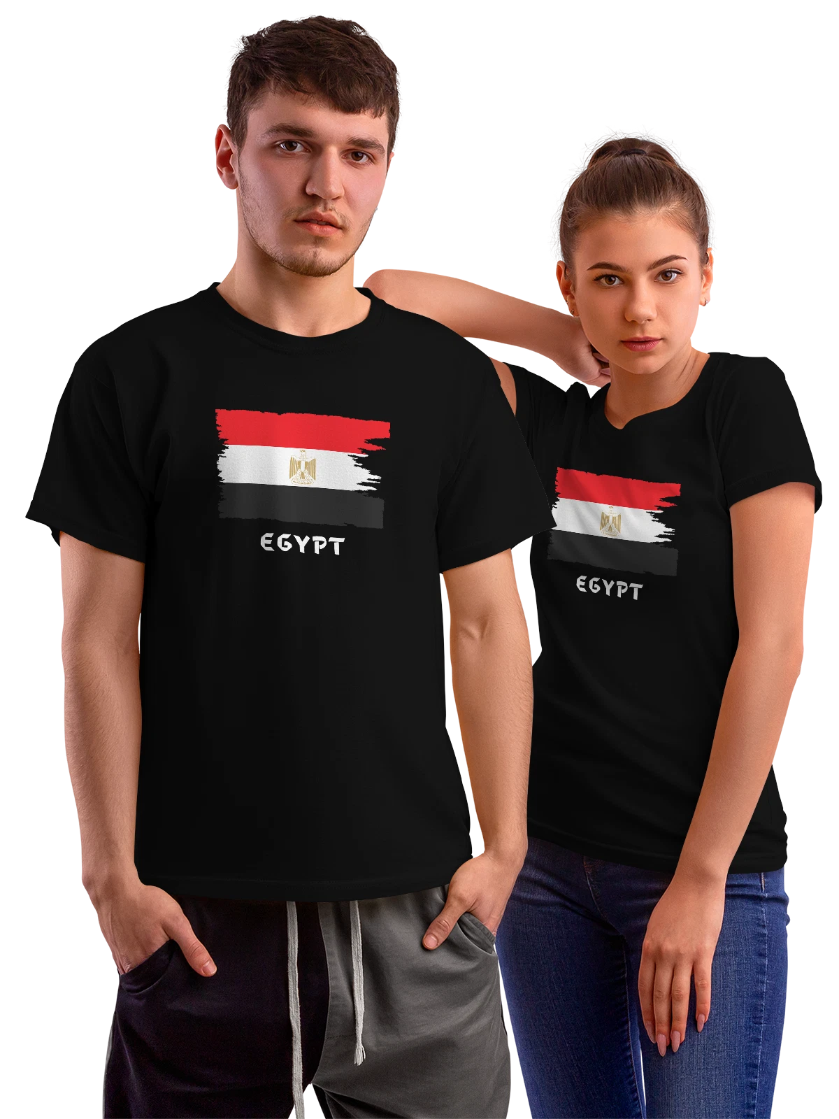 Футболка с флагом Египта Egypt чёрная с принтом — национальная символика — Чёрная, фото 1