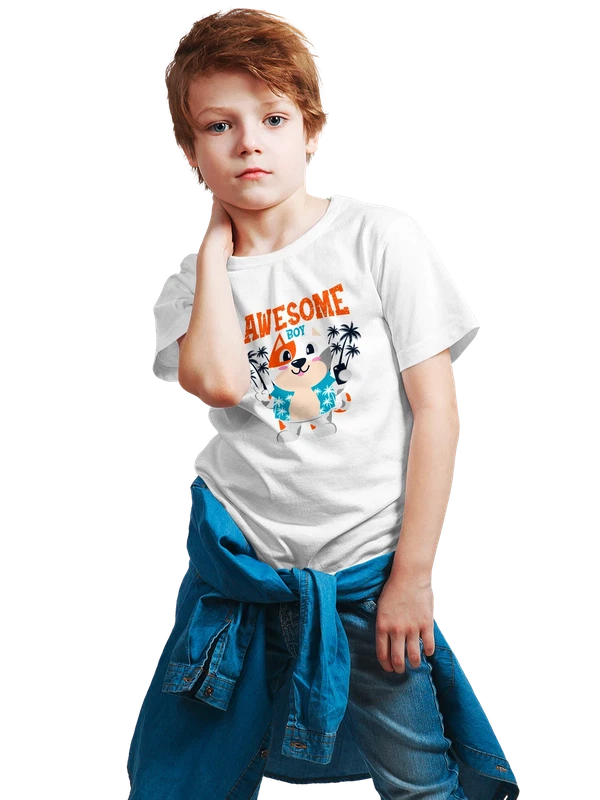 Футболка собака отпуск awesome boy — Белая, фото 1