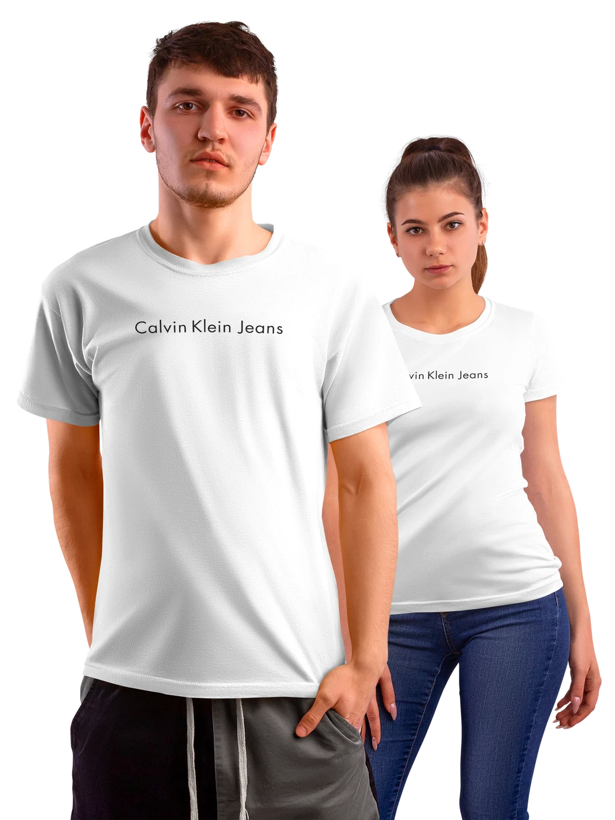 Футболка Calvin Klein белая с принтом — минималистичная типографика — Белая, фото 1