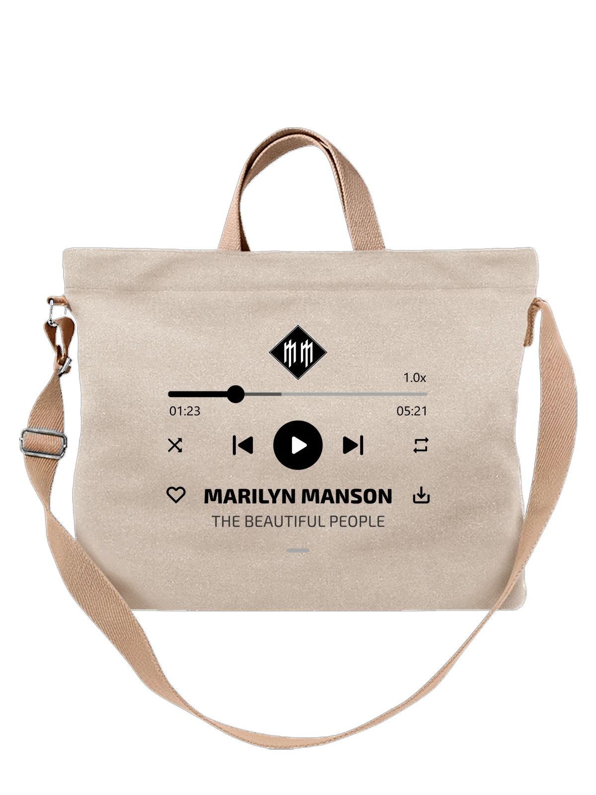 Сумка Marilyn Manson Элита белая с принтом — футболка подростку — Белая, фото 1