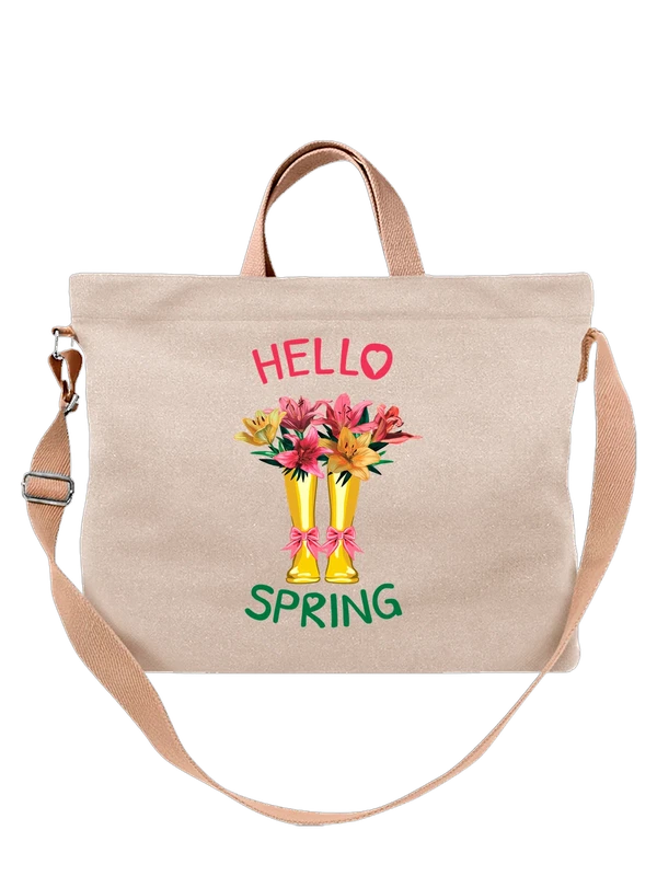 Сумка с цветами hello spring — Белая, фото 1
