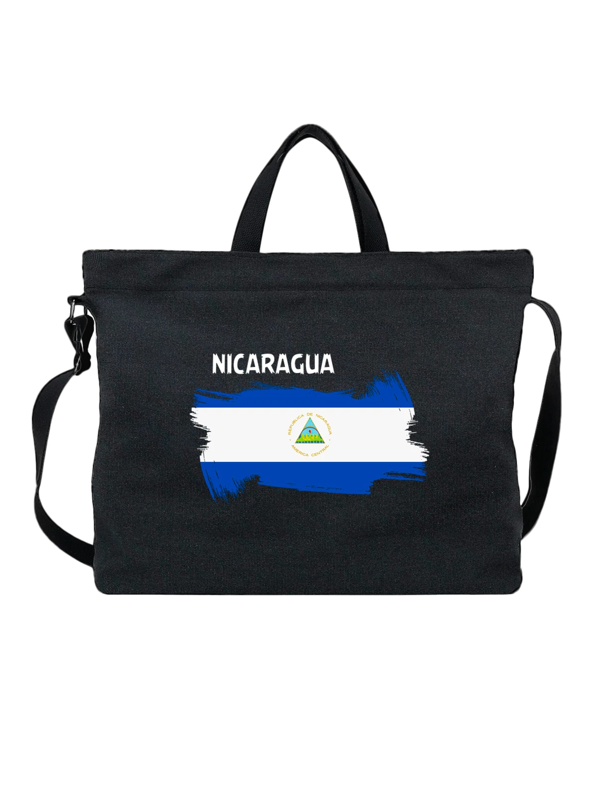 Сумка Флаг Никарагуа Nicaragua чёрная с принтом — национальная символика — Чёрная, фото 1