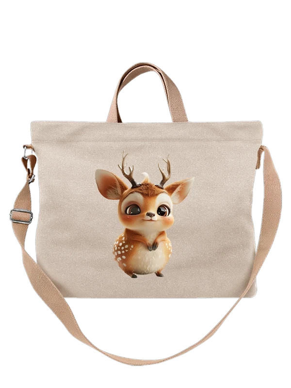 Сумка милый олененок fawn с рогами и глазами — Белая, фото 1