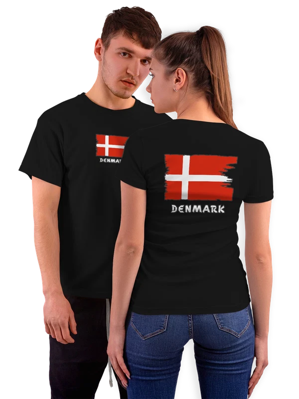 Футболка с флагом Дании Denmark — Чёрная, фото 1