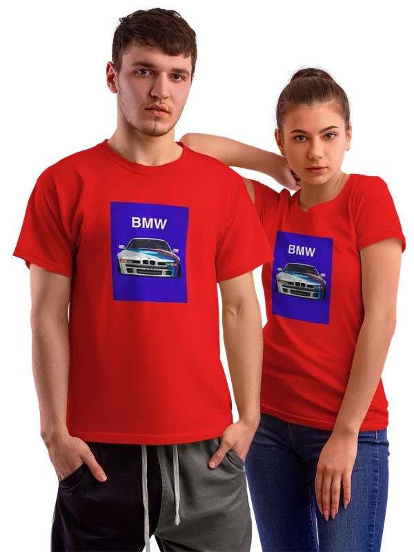 Футболка BMW M3 E36 спорткар купе белый стильный принт — Красная, фото 1