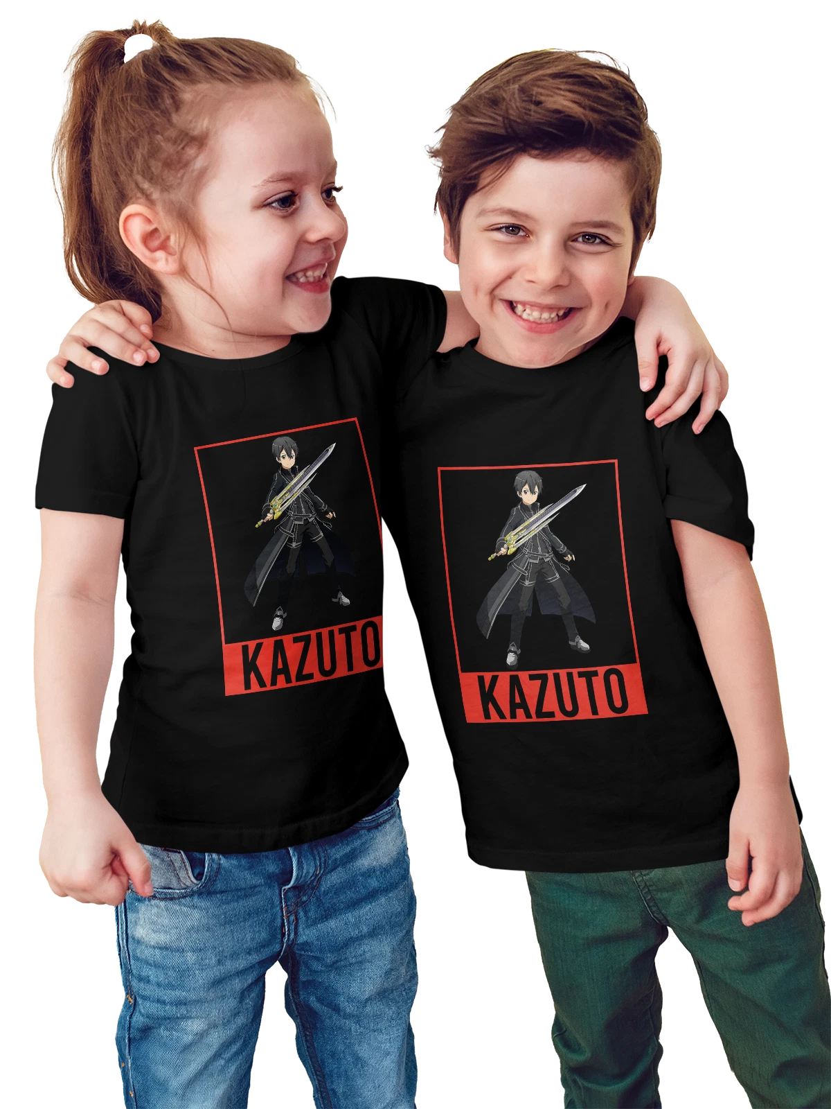 Футболка детская Кирито Sword Art Online с мечом в черном плаще чёрная с принтом — черный плащ — Чёрная, фото 1