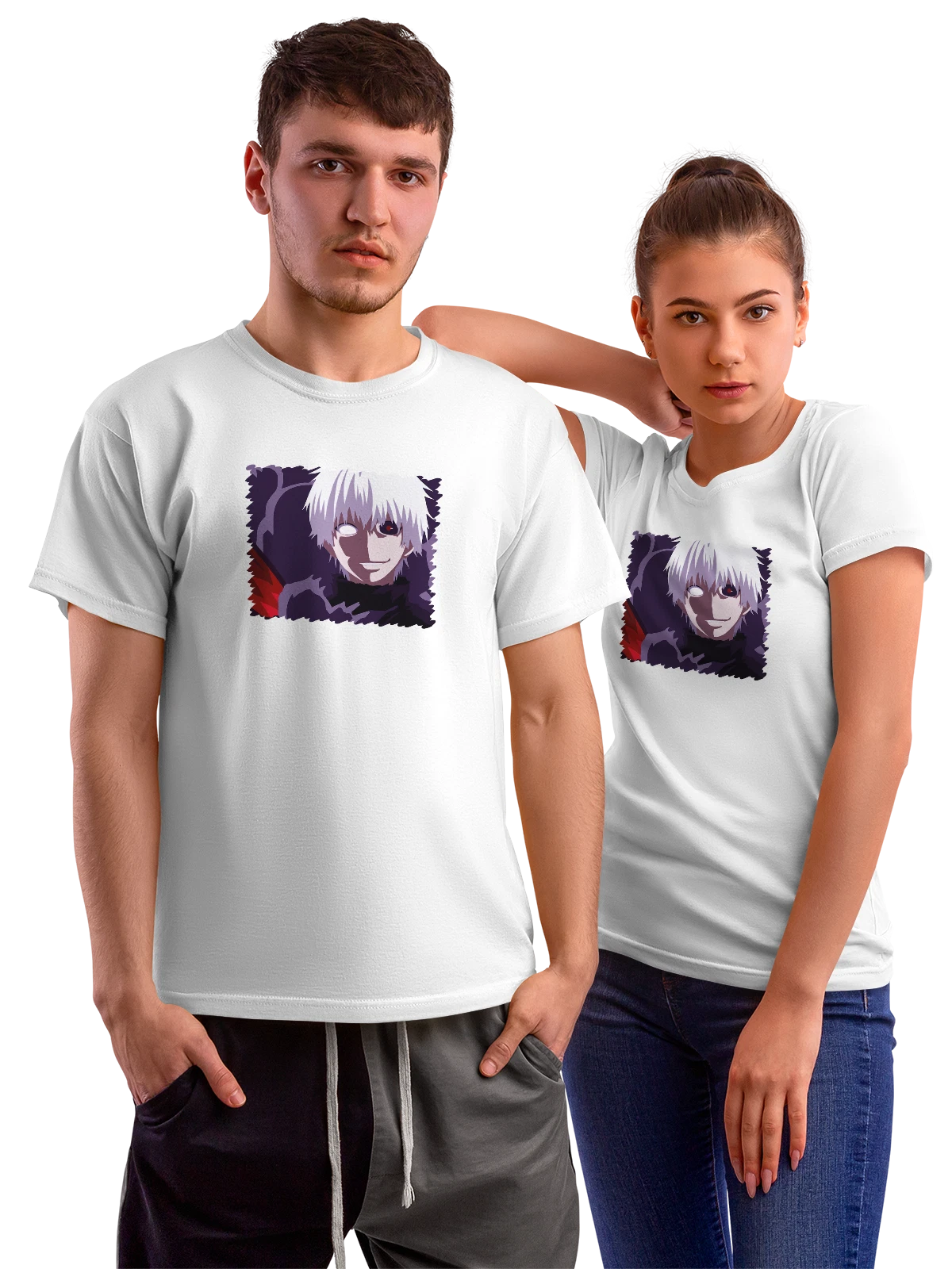 Футболка Anime Ken Kaneki Illustration белая с принтом — фэнтези персонаж — Белая, фото 1