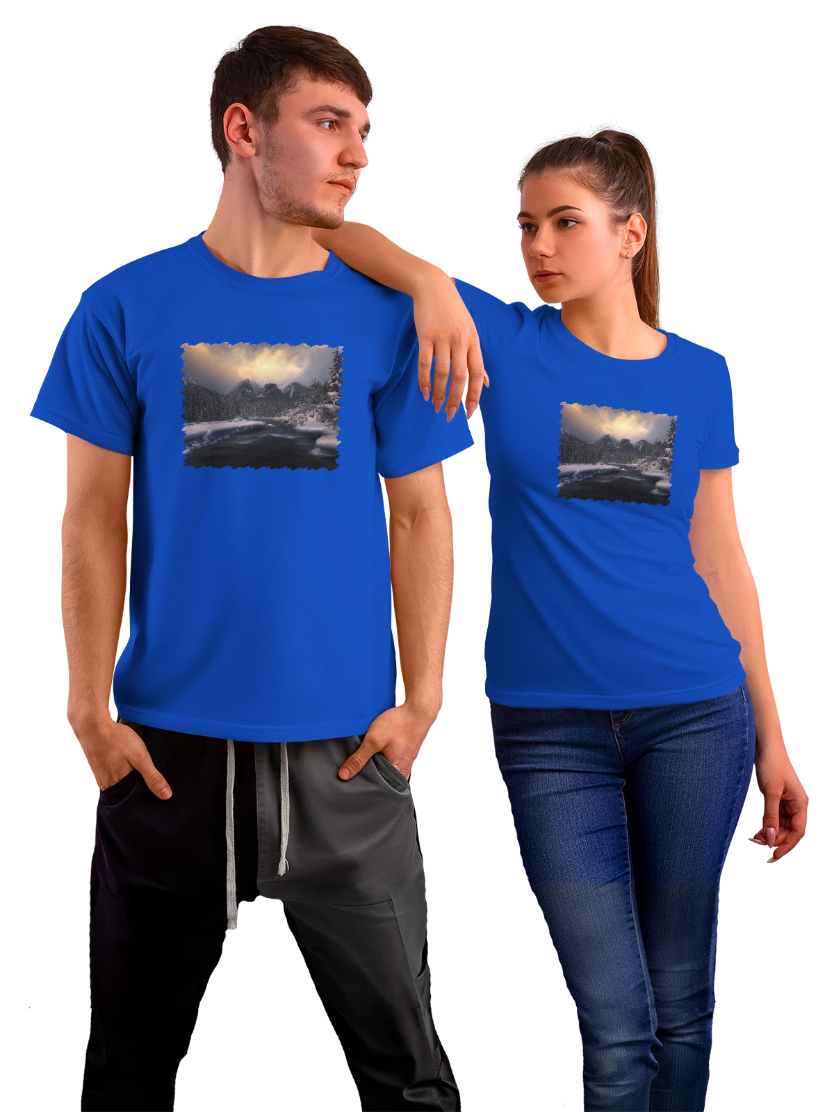Футболка Природа зима синяя с принтом — живописное место — Синяя, фото 1