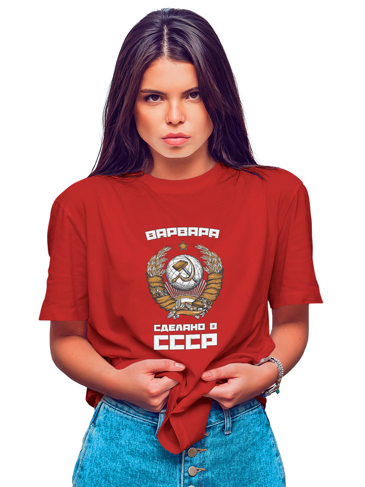 Футболка с именем Варвара СССР красная с принтом — надпись с именем — Красная, фото 1