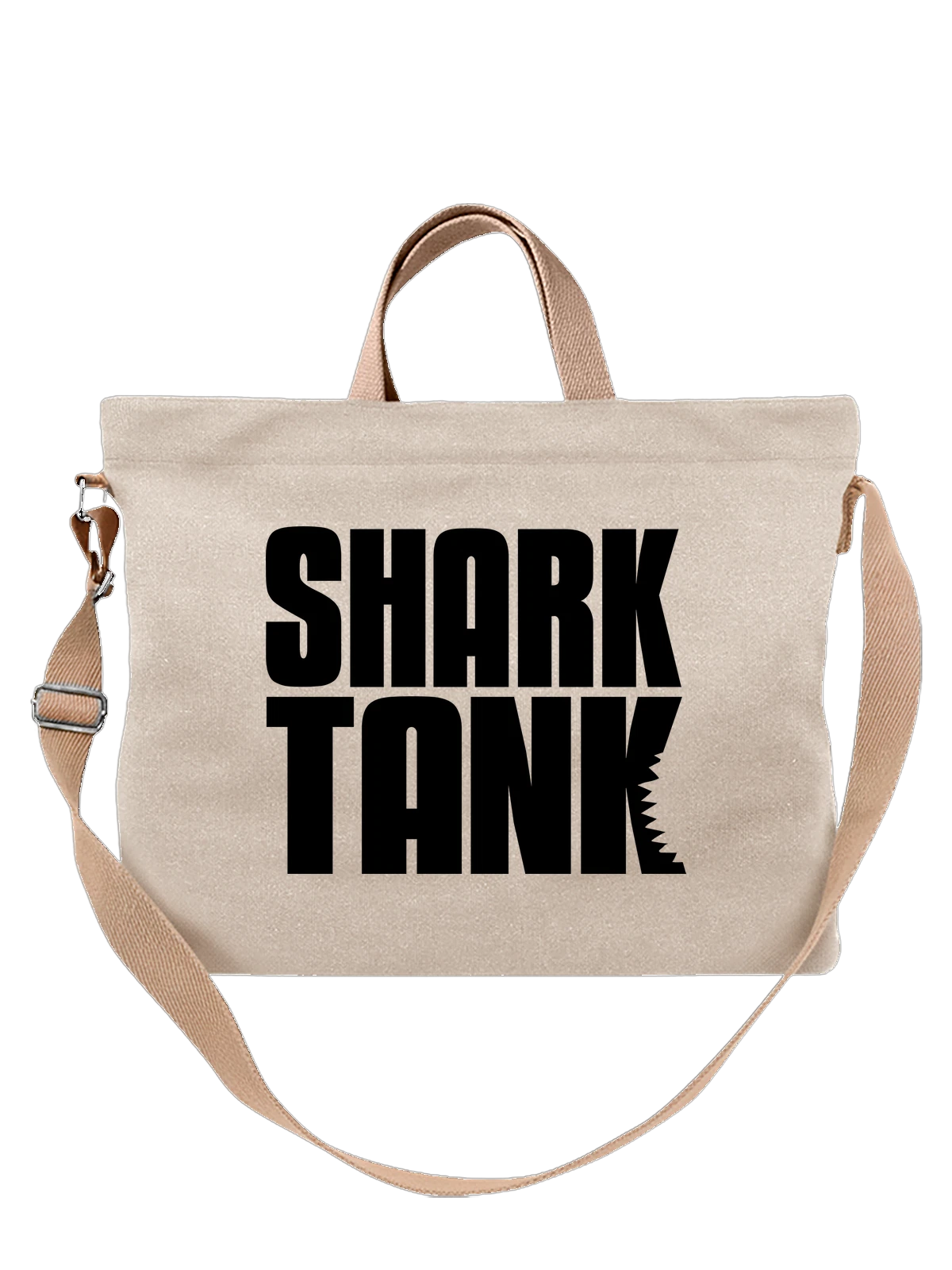 Сумка Shark Tank белая с принтом — современная айдентика — Белая, фото 1