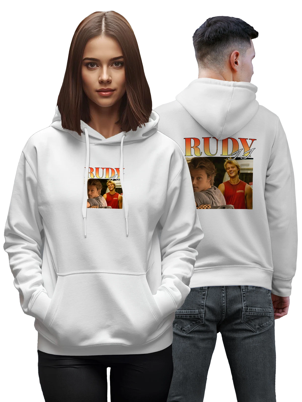 Худи Руди Янгблад и Дейв в фильме RUDY белое с принтом — милый арт — Белая, фото 1