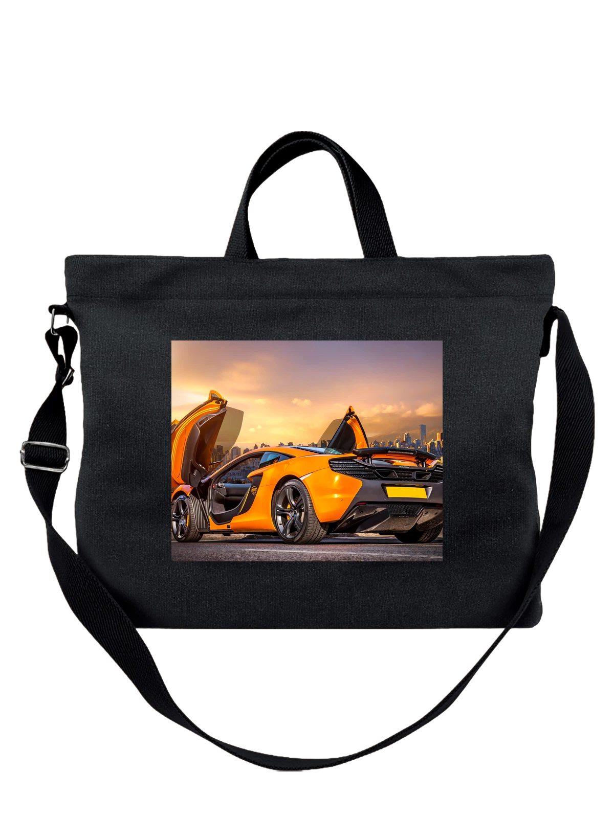 Сумка чёрная с принтом Машина McLaren — тюнинг автомобиля — Чёрная, фото 1
