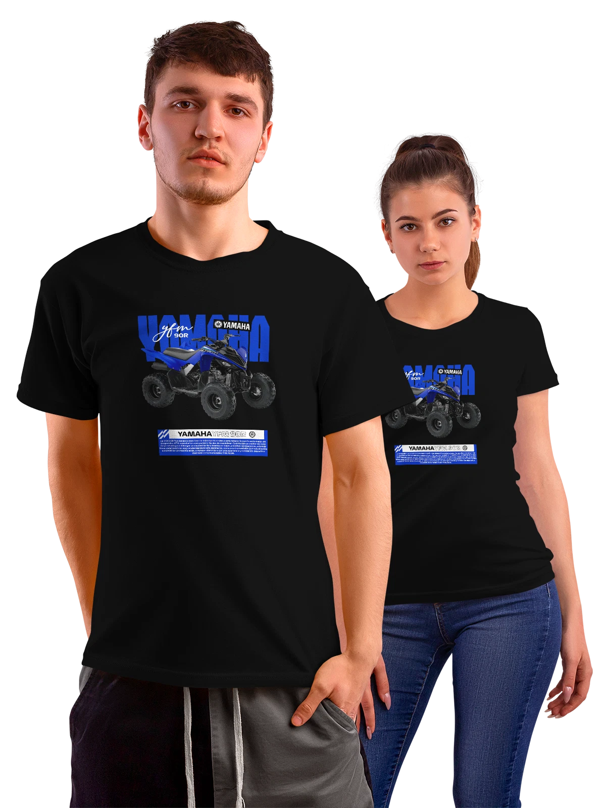 Футболка Yamaha YFM 90R квадроцикл стильный чёрная с принтом — японский бренд — Чёрная, фото 1