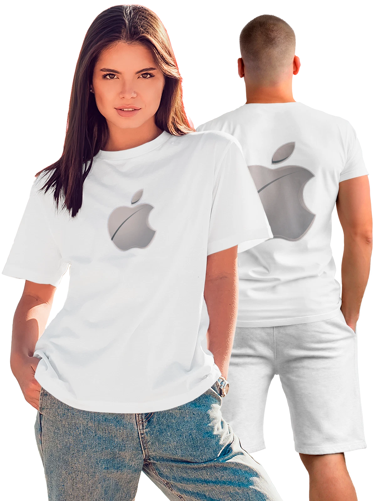 Футболка Apple белая с принтом на спине — технологическая эмблема — Белая, фото 1