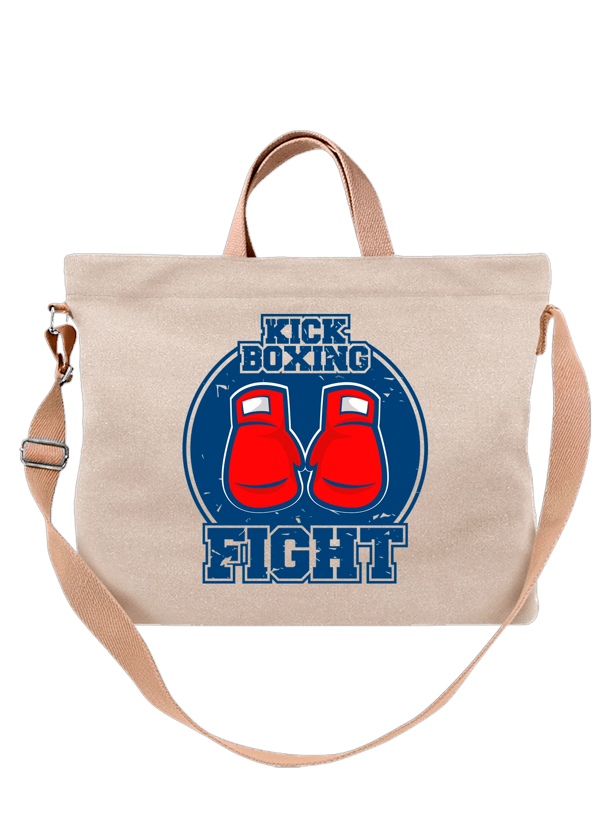 Сумка Кикбоксинг kickboxing fight белая с принтом — подарок бойцу — Белая, фото 1