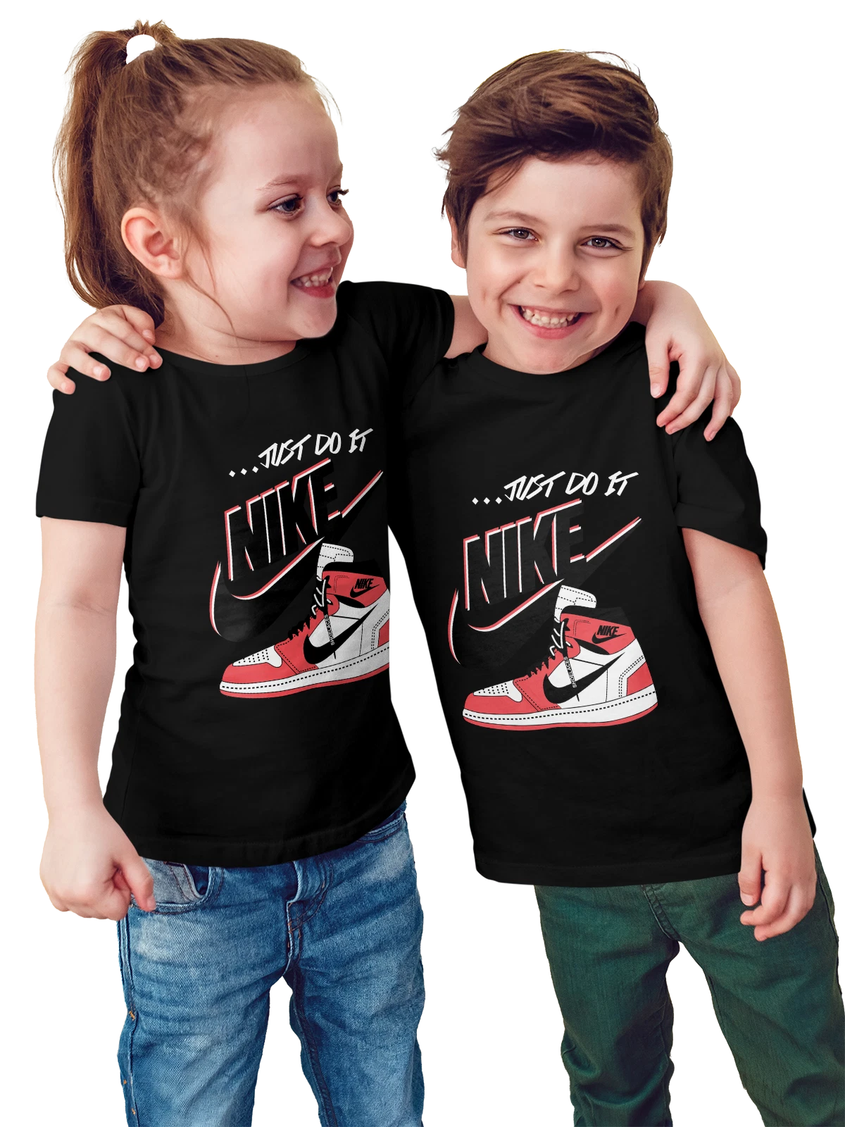 Футболка детская Nike Jordan high-top sneaker красно черная чёрная с принтом — sneaker — Чёрная, фото 1