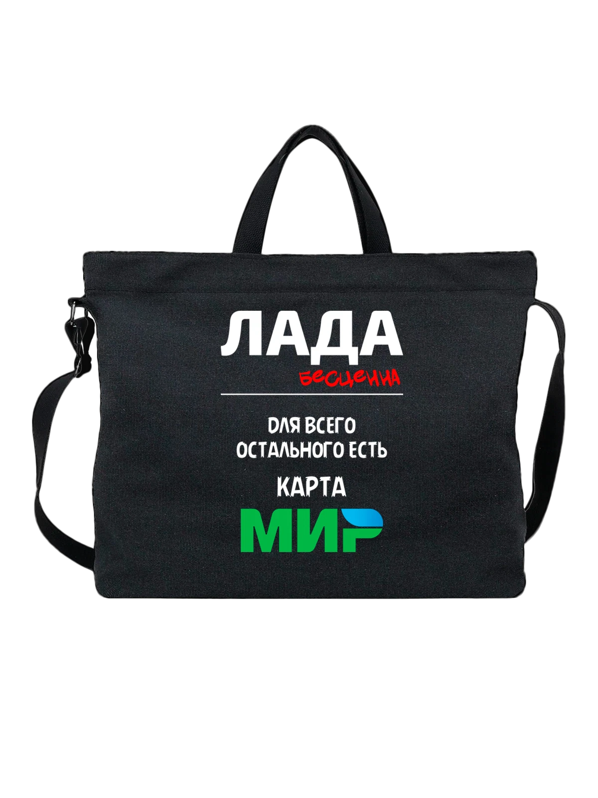 Сумка Имя Владислава Лада чёрная с принтом — надпись с именем — Чёрная, фото 1