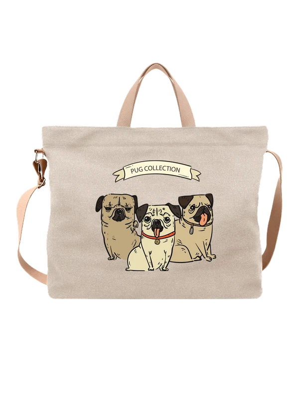Сумка мопсы pug collection — Белая, фото 1