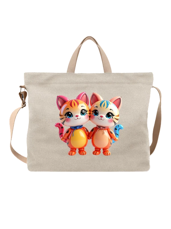 Сумка два милых котенка в костюмах тигра — Белая, фото 1