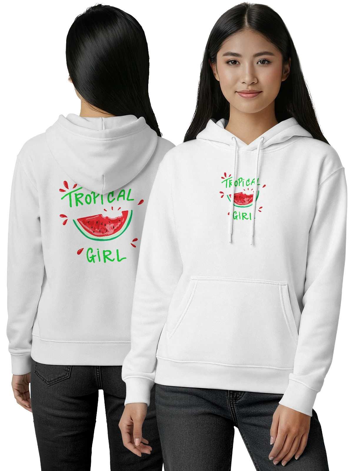 Худи с арбузом tropical girl белое с принтом — натуральные продукты — Белая, фото 1