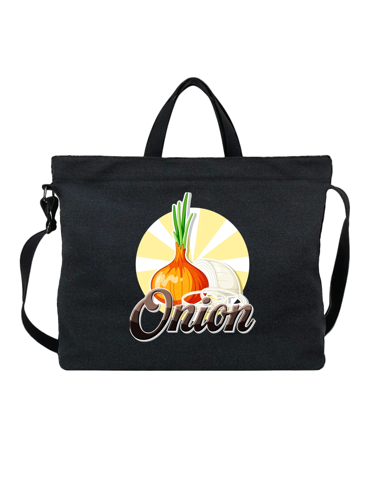 Сумка с луком onion чёрная с принтом — кулинарный принт — Чёрная, фото 1