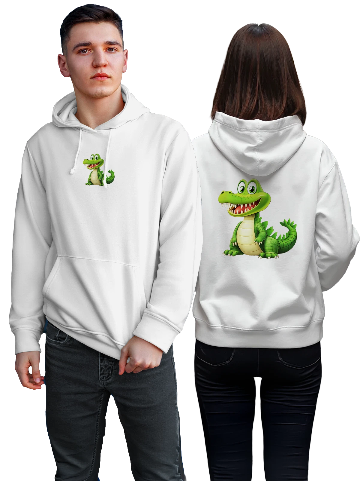 Худи с крокодилом белое с принтом — streetwear стиль — Белая, фото 1