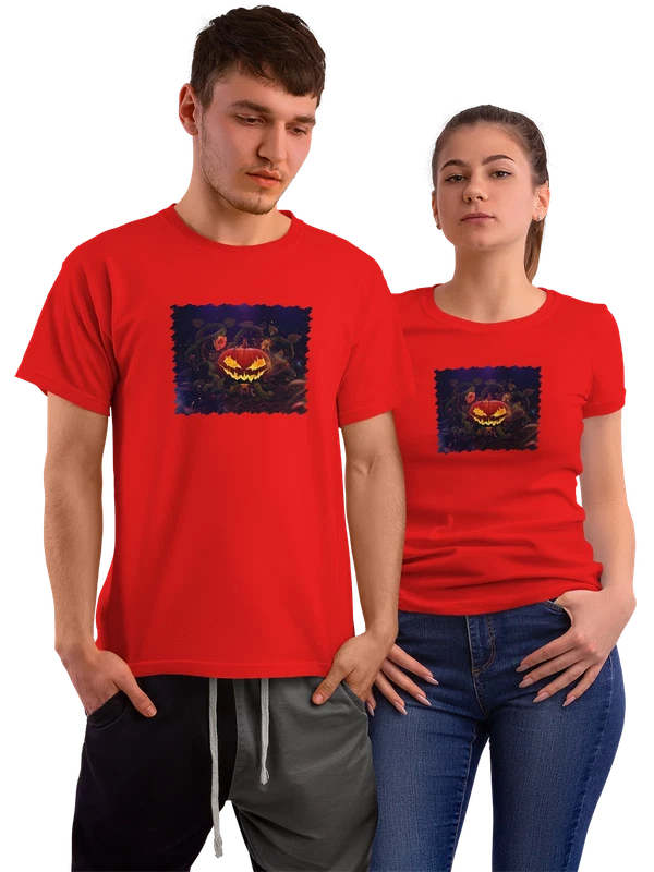 Футболка Сюрреалистическая тыква на Хэллоуин — Красная, фото 1