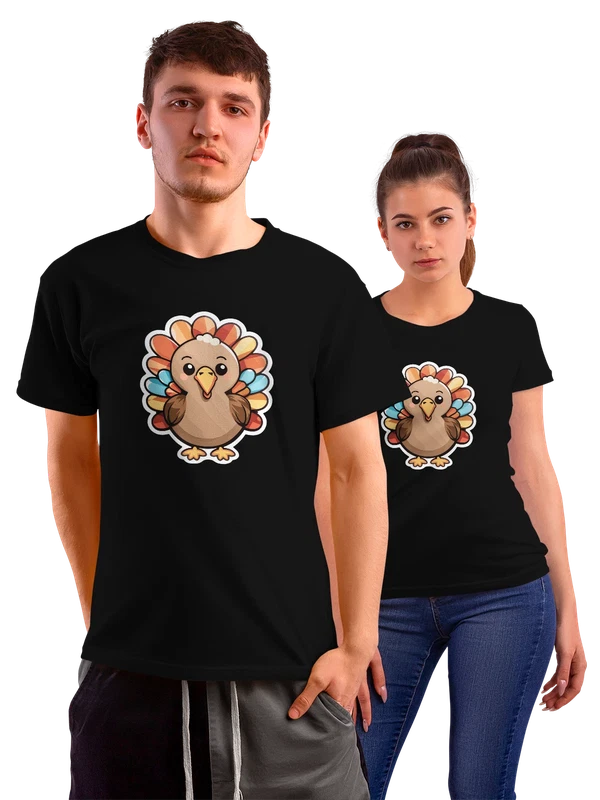 Футболка Индюк Turkey мультфильм милый — Чёрная, фото 1