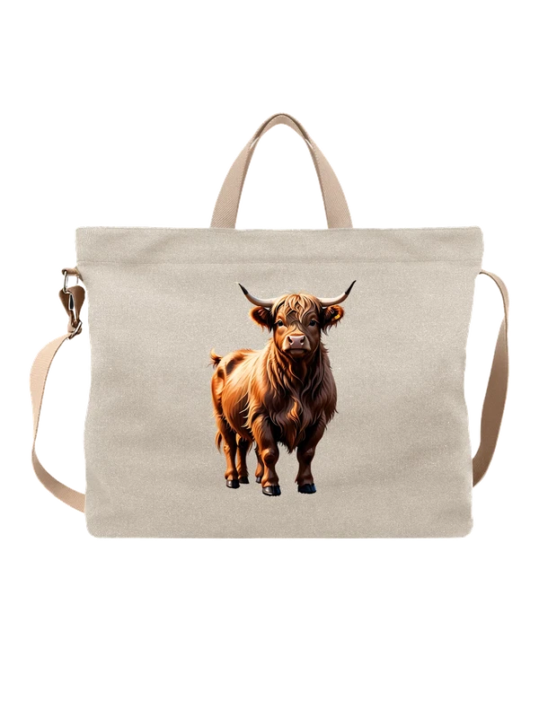 Сумка с коровой хайленд длинной шерстью — Белая, фото 1