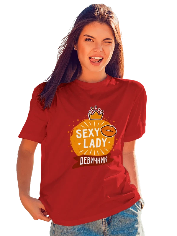 Футболка на девичник sexy lady — Красная, фото 1