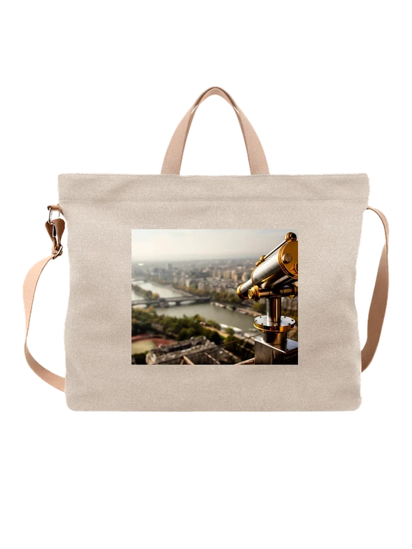 Сумка бежевая с принтом Страна вид город — Бежевая, фото 1
