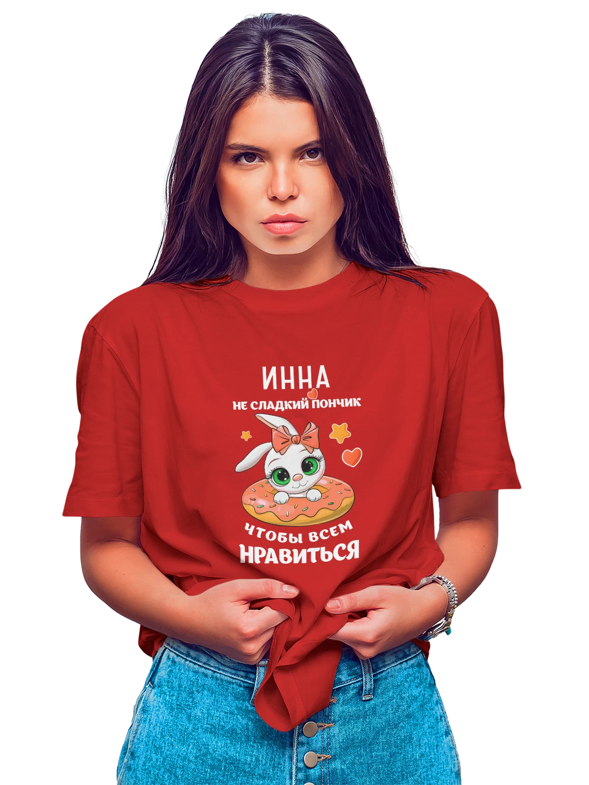 Футболка с именем Инна красная с принтом — персональный подарок — Красная, фото 1