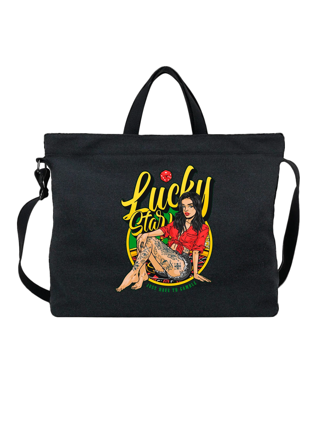 Сумка Казино рулетка lucky star чёрная с принтом — подарок игроку — Чёрная, фото 1