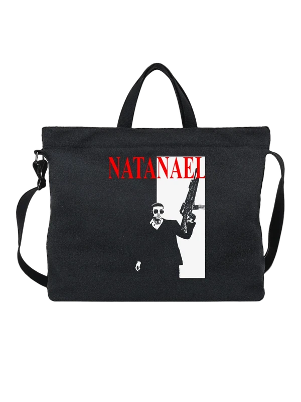 Сумка Натаниэль с пистолетом и силуэтом лица — Чёрная, фото 1