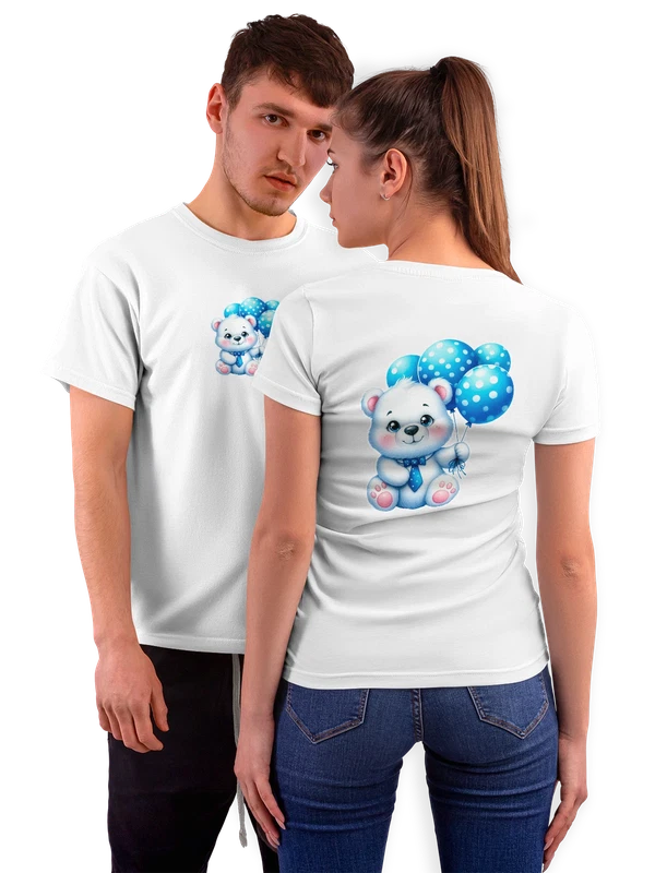 Футболка медведь с шариками — Белая, фото 1