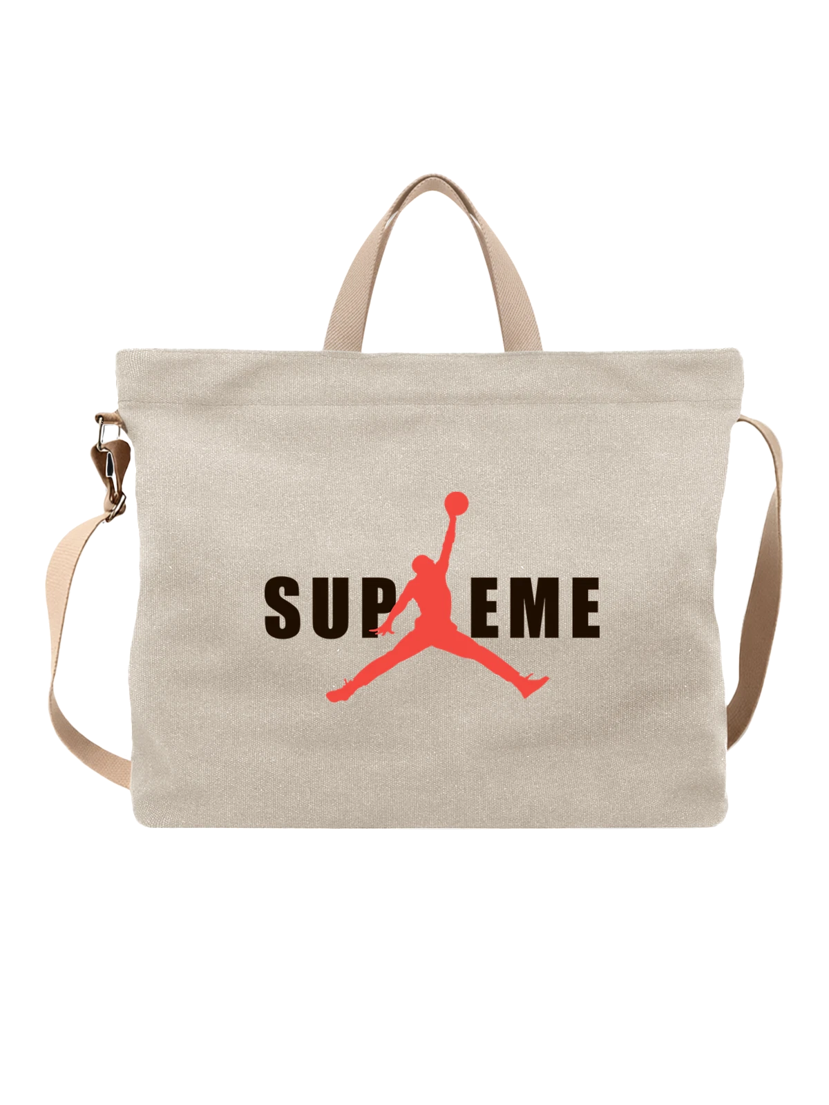 Сумка Supreme белая с принтом — динамичный спортивный принт — Белая, фото 1