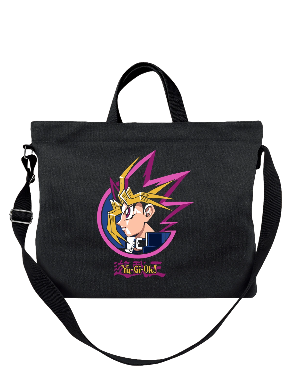 Сумка Аниме герой с золотыми волосами и именем Goku чёрная с принтом — портрет персонажа — Чёрная, фото 1