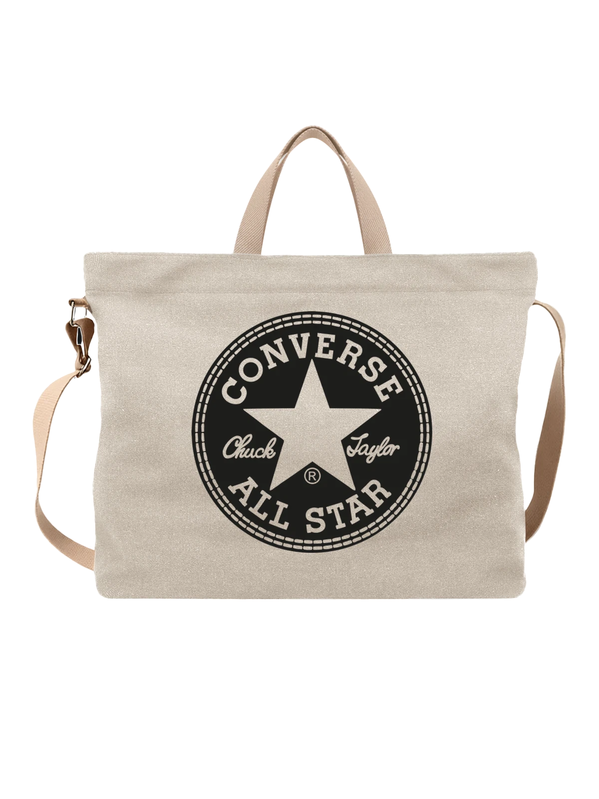 Сумка Converse белая с принтом — монохромный принт — Белая, фото 1