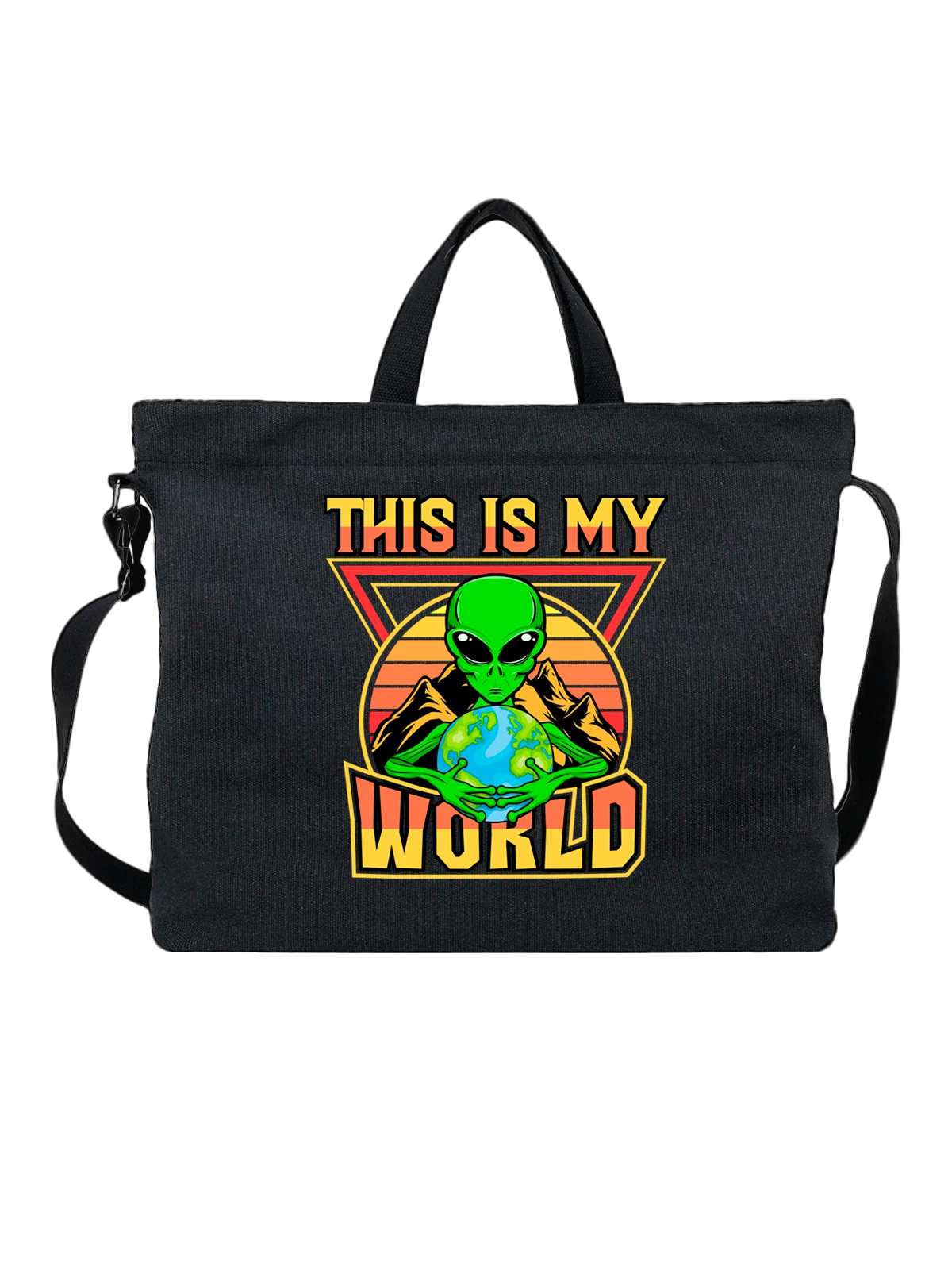 Сумка Инопланетянин this is my world чёрная с принтом — исследование космоса — Чёрная, фото 1