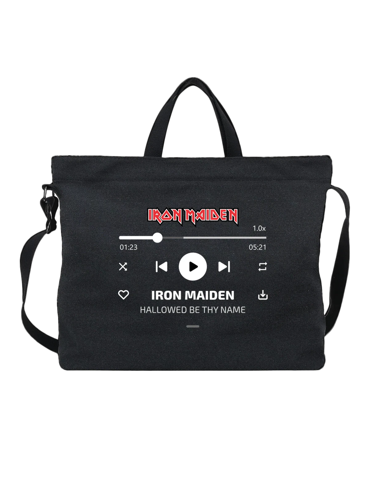 Сумка Iron Maiden Hallowed Be Thy Name чёрная с принтом — футболка подростку — Чёрная, фото 1