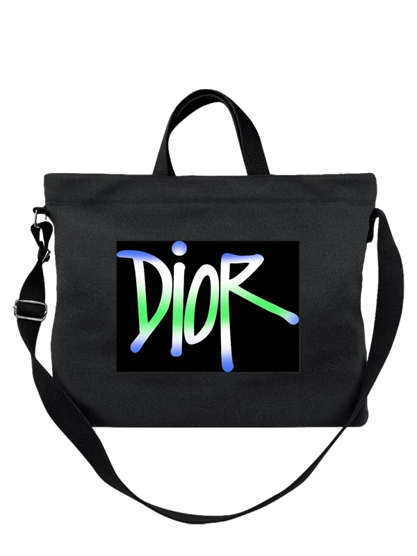 Сумка Dior с цветным логотипом бренда — Чёрная, фото 1