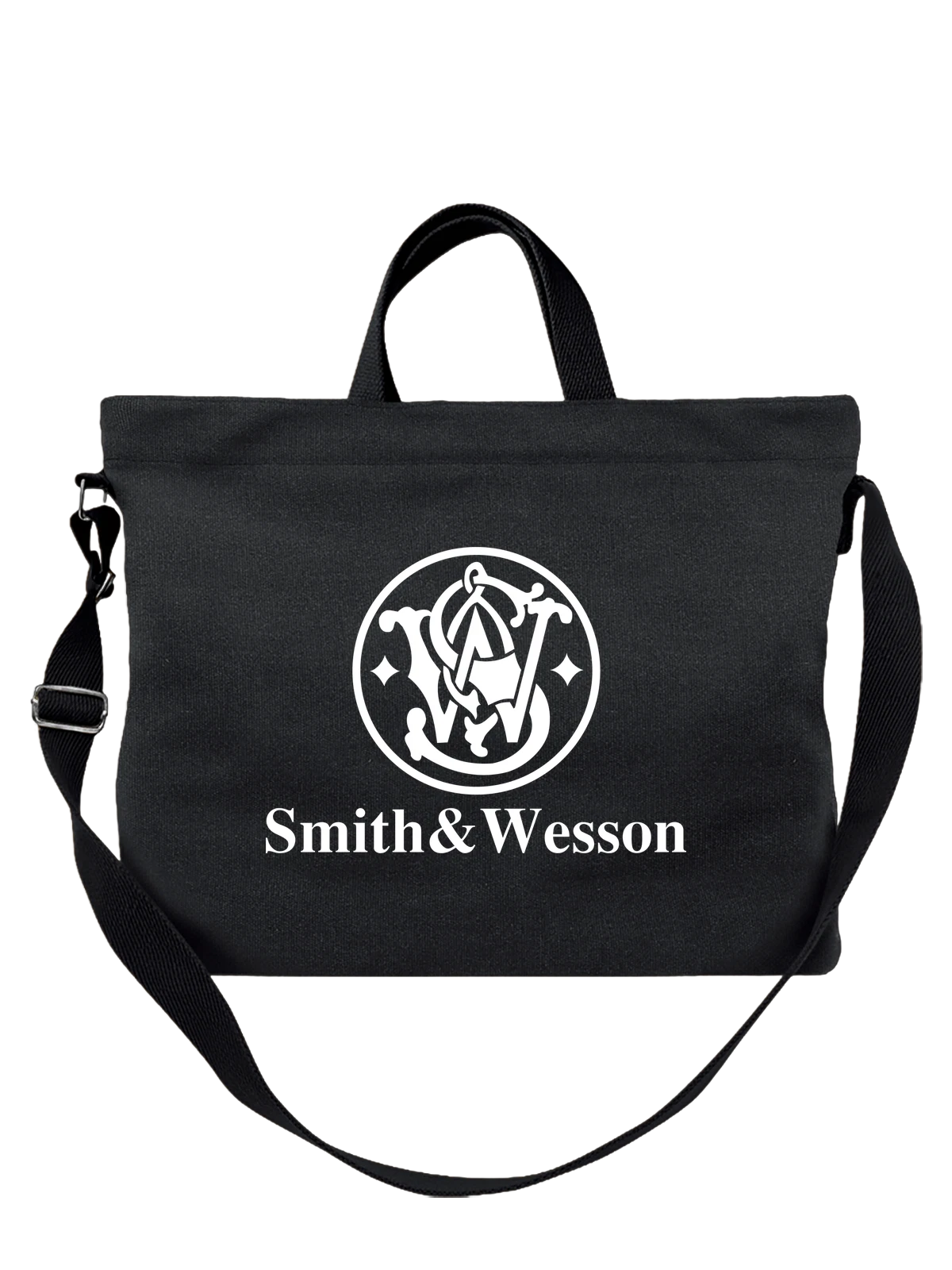 Сумка Smith and Wesson чёрная с принтом — монохромный принт — Чёрная, фото 1