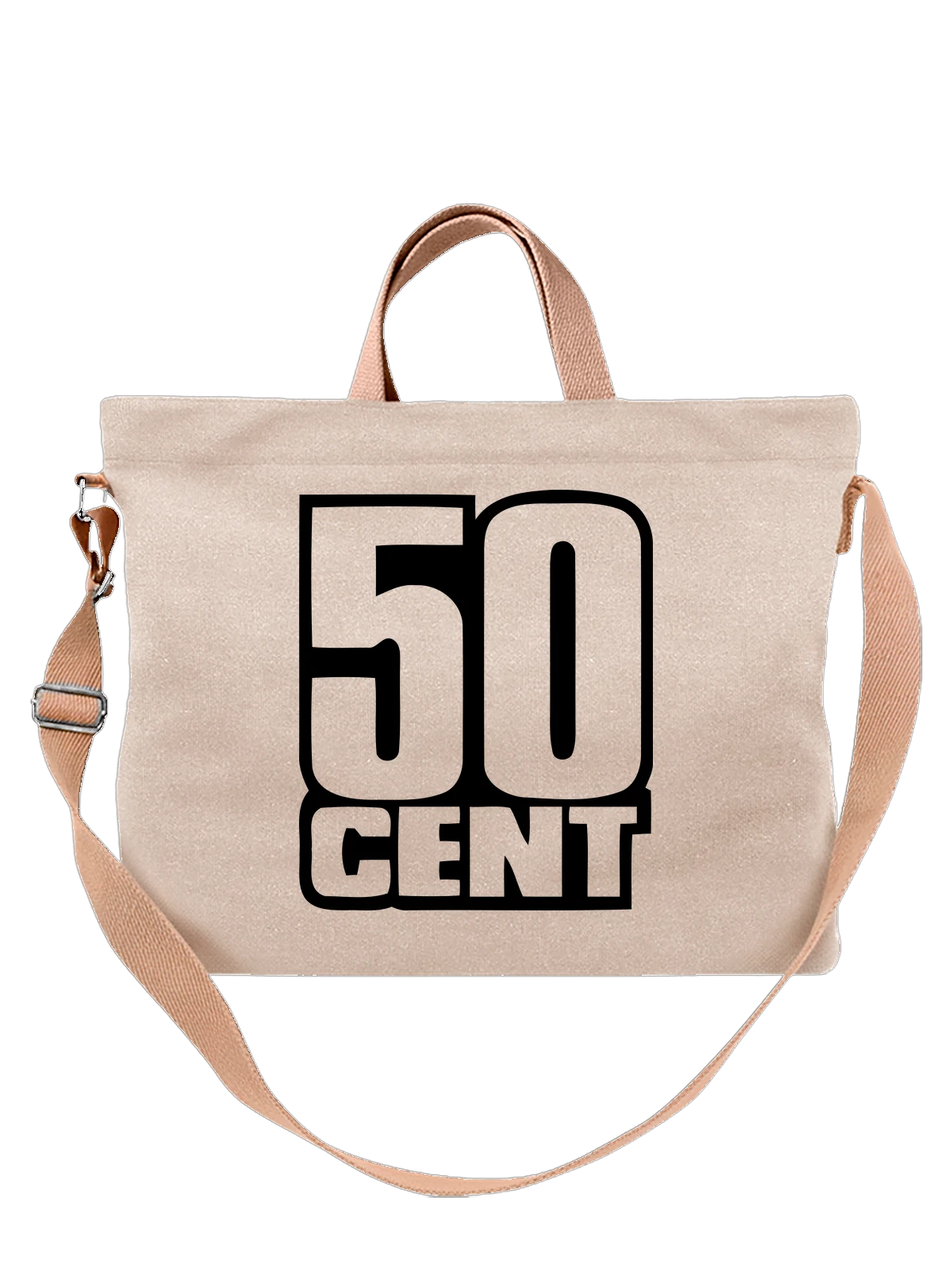 Сумка 50 Cent логотип белая с принтом — футболка с принтом — Белая, фото 1