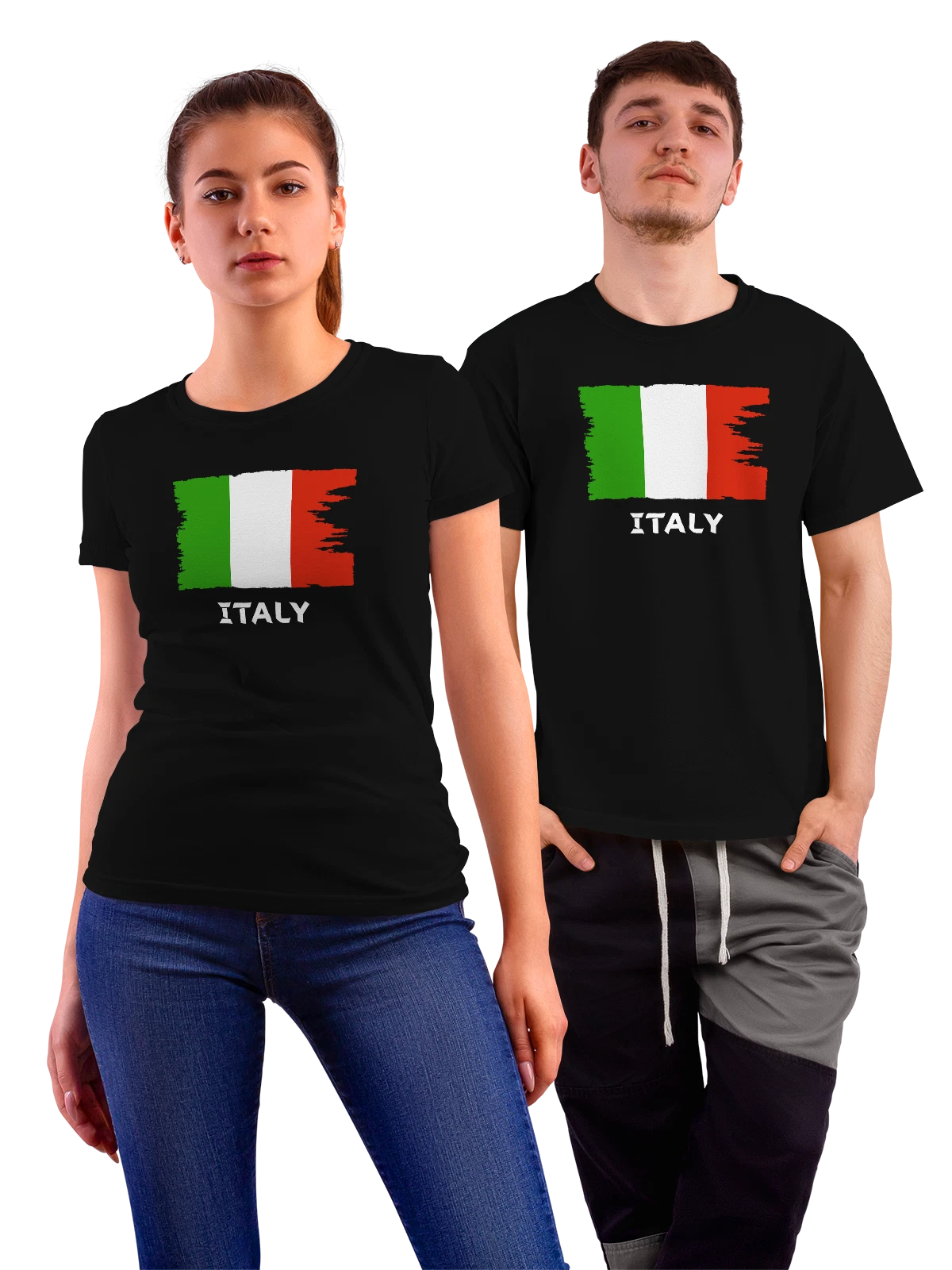 Футболка с флагом Италия Italy чёрная с принтом — национальная символика — Чёрная, фото 1