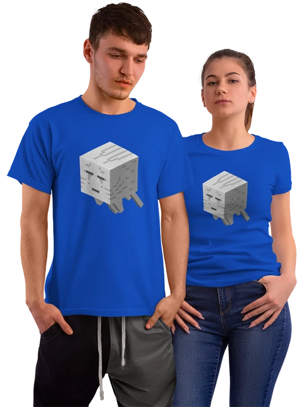 Футболка Кубический призрак из Minecraft стильный принт — Синяя, фото 1