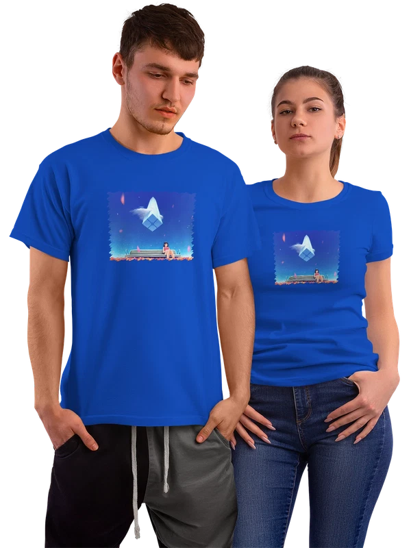 Футболка Фантастика Аниме девушка Одинокая — Синяя, фото 1