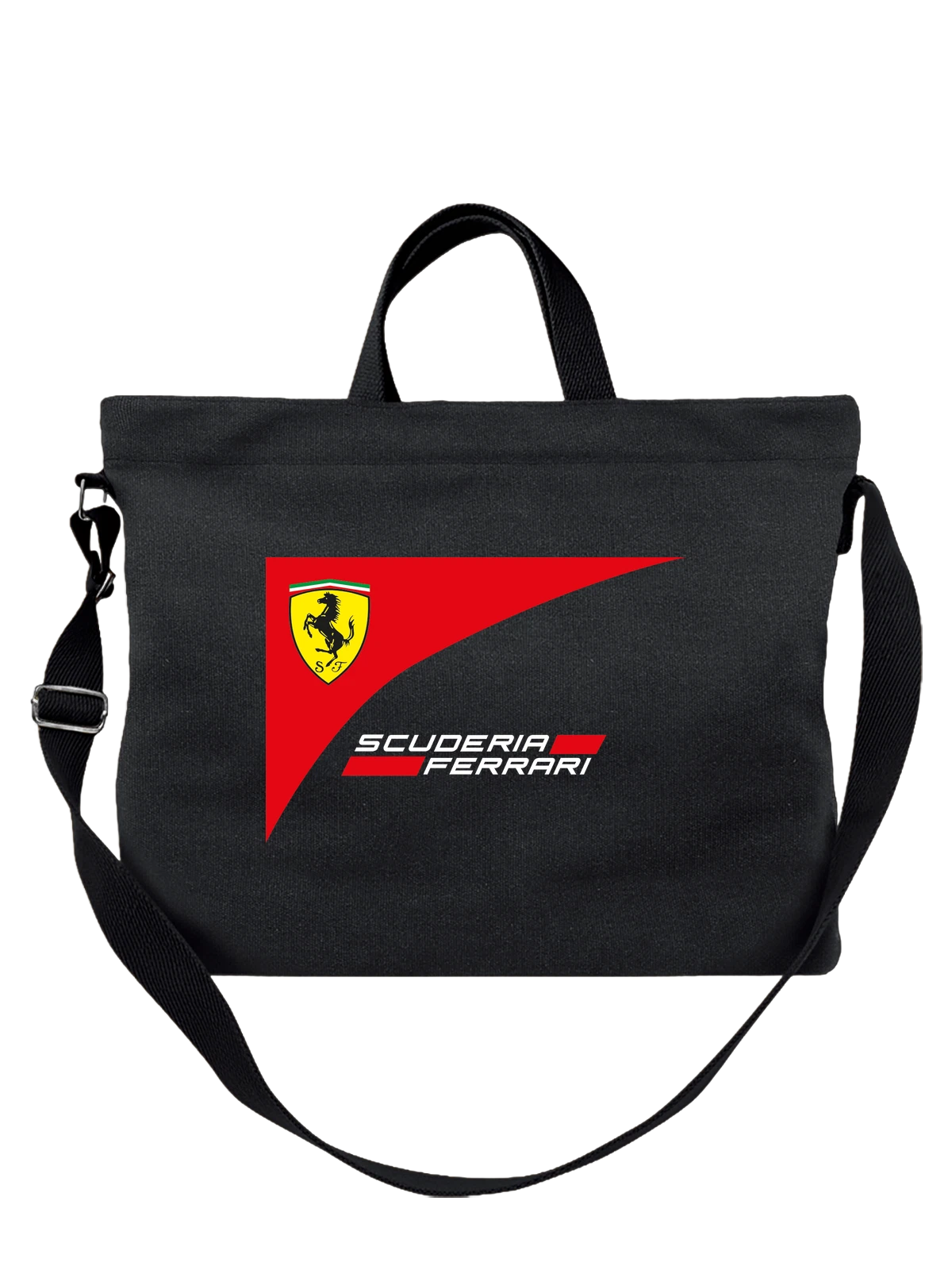 Сумка Ferrari чёрная с принтом — контрастный принт — Чёрная, фото 1