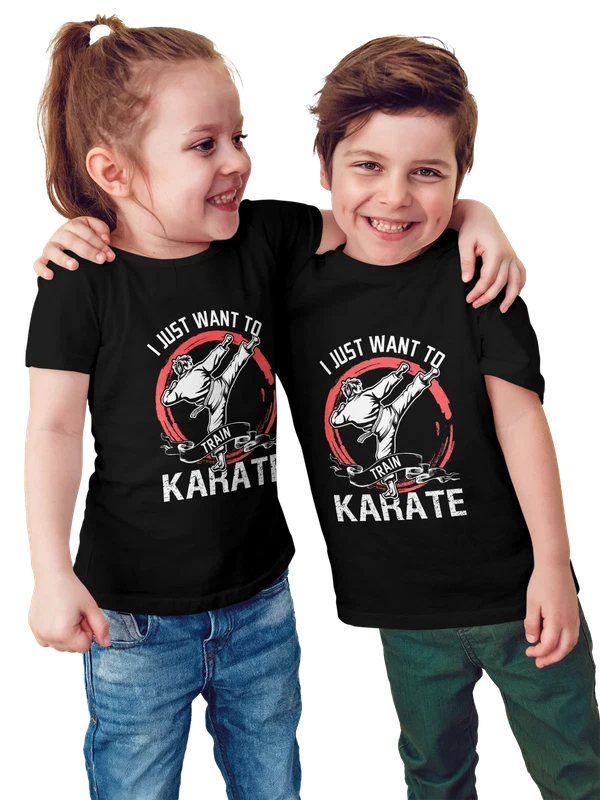 Футболка с каратистом train karate — Чёрная, фото 1